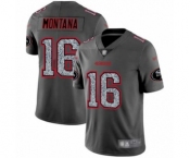 Men's San Francisco 49ers #16 Joe Montana Limited Gray Static Fashion Football Jersey
