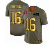 Men's San Francisco 49ers #16 Joe Montana Limited Olive Gold 2019 Salute to Service Football Jersey