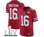 Men's San Francisco 49ers #16 Joe Montana Red Team Color Vapor Untouchable Limited Player Super Bowl LIV Bound Football Jersey Men's San Francisco 49ers #16 Joe Montana Red Team Color Vapor Untouchable Limited Player Super Bowl LIV Bound Football Jersey