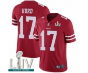 Men's San Francisco 49ers #17 Jalen Hurd Red Team Color Vapor Untouchable Limited Player Super Bowl LIV Bound Football Jersey Men's San Francisco 49ers #17 Jalen Hurd Red Team Color Vapor Untouchable Limited Player Super Bowl LIV Bound Football Jersey