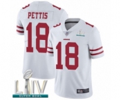 Men's San Francisco 49ers #18 Dante Pettis White Vapor Untouchable Limited Player Super Bowl LIV Bound Football Jersey Men's San Francisco 49ers #18 Dante Pettis White Vapor Untouchable Limited Player Super Bowl LIV Bound Football Jersey