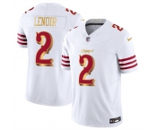 Men's San Francisco 49ers #2 Deommodore Lenoir White Gold 2025 F.U.S.E. “Rivalries” Vapor Limited Football Stitched Jersey