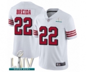 Men's San Francisco 49ers #22 Matt Breida Limited White Rush Vapor Untouchable Super Bowl LIV Bound Football Jersey