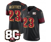 Men's San Francisco 49ers #23 Christian McCaffrey Black 80th Anniversary Patch “Rivalries” 2026 F.U.S.E. Vapor Untouchable Limited Football Stitched Jersey Men's San Francisco 49ers #23 Christian McCaffrey Black 80th Anniversary Patch “Rivalries” 2026 F.U.S.E. Vapor Untouchable Limited Football Stitched Jersey