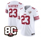 Men's San Francisco 49ers #23 Christian McCaffrey White 80th Anniversary Patch 2026 F.U.S.E. Vapor Untouchable Limited Football Stitched Jersey Men's San Francisco 49ers #23 Christian McCaffrey White 80th Anniversary Patch 2026 F.U.S.E. Vapor Untouchable Limited Football Stitched Jersey