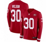 Men's San Francisco 49ers #30 Jeff Wilson Limited Red Therma Long Sleeve Football Jersey