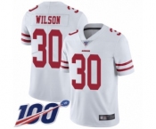 Men's San Francisco 49ers #30 Jeff Wilson White Vapor Untouchable Limited Player 100th Season Football Jersey