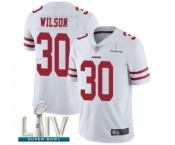 Men's San Francisco 49ers #30 Jeff Wilson White Vapor Untouchable Limited Player Super Bowl LIV Bound Football Jersey Men's San Francisco 49ers #30 Jeff Wilson White Vapor Untouchable Limited Player Super Bowl LIV Bound Football Jersey