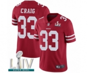 Men's San Francisco 49ers #33 Roger Craig Red Team Color Vapor Untouchable Limited Player Super Bowl LIV Bound Football Jersey Men's San Francisco 49ers #33 Roger Craig Red Team Color Vapor Untouchable Limited Player Super Bowl LIV Bound Football Jersey
