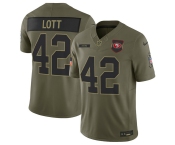 Men's San Francisco 49ers #42 Ronnie Lott Olive 2025 Salute to Service Limited Football Stitched Jersey Men's San Francisco 49ers #42 Ronnie Lott Olive 2025 Salute to Service Limited Football Stitched Jersey