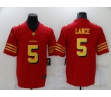 Men's San Francisco 49ers #5 Trey Lance Red Gold Untouchable Limited Jersey