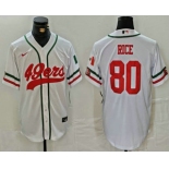 Men's San Francisco 49ers #80 Jerry Rice White Mexico Cool Base Stitched Baseball Jersey