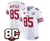 Men's San Francisco 49ers #85 George kittle White 80th Anniversary Patch And 4-Star C Patch 2026 F.U.S.E. Vapor Untouchable Limited Football Stitched Jerse Men's San Francisco 49ers #85 George kittle White 80th Anniversary Patch And 4-Star C Patch 2026 F.U.S.E. Vapor Untouchable Limited Football Stitched Jerse