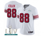 Men's San Francisco 49ers #88 Garrett Celek Limited White Rush Vapor Untouchable Super Bowl LIV Bound Football Jersey Men's San Francisco 49ers #88 Garrett Celek Limited White Rush Vapor Untouchable Super Bowl LIV Bound Football Jersey