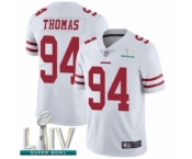 Men's San Francisco 49ers #94 Solomon Thomas White Vapor Untouchable Limited Player Super Bowl LIV Bound Football Jersey Men's San Francisco 49ers #94 Solomon Thomas White Vapor Untouchable Limited Player Super Bowl LIV Bound Football Jersey