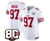Men's San Francisco 49ers #97 Nick Bosa White 80th Anniversary Patch 2026 F.U.S.E. Vapor Untouchable Limited Football Stitched Jersey Men's San Francisco 49ers #97 Nick Bosa White 80th Anniversary Patch 2026 F.U.S.E. Vapor Untouchable Limited Football Stitched Jersey