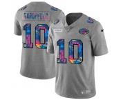San Francisco 49ers #10 Jimmy Garoppolo Men's Nike Multi-Color 2020 NFL Crucial Catch NFL Jersey Greyheather