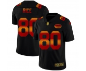 San Francisco 49ers #80 Jerry Rice Men's Black Nike Red Orange Stripe Vapor Limited NFL Jersey
