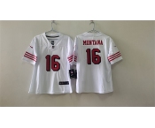 Women's San Francisco 49ers #16 Joe Montana White 2nd Alternate Football Stitched Jersey