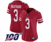 Women's San Francisco 49ers #3 C. J. Beathard Red Team Color Vapor Untouchable Limited Player 100th Season Football Jersey Women's San Francisco 49ers #3 C. J. Beathard Red Team Color Vapor Untouchable Limited Player 100th Season Football Jersey