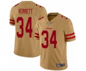 Women's San Francisco 49ers #34 Jason Verrett Limited Gold Inverted Legend Football Jersey Women's San Francisco 49ers #34 Jason Verrett Limited Gold Inverted Legend Football Jersey