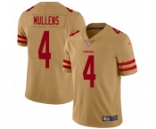 Women's San Francisco 49ers #4 Nick Mullens Limited Gold Inverted Legend Football Jersey Women's San Francisco 49ers #4 Nick Mullens Limited Gold Inverted Legend Football Jersey