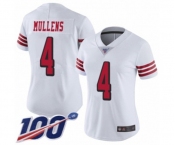 Women's San Francisco 49ers #4 Nick Mullens Limited White Rush Vapor Untouchable 100th Season Football Jersey Women's San Francisco 49ers #4 Nick Mullens Limited White Rush Vapor Untouchable 100th Season Football Jersey