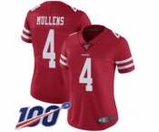 Women's San Francisco 49ers #4 Nick Mullens Red Team Color Vapor Untouchable Limited Player 100th Season Football Jersey Women's San Francisco 49ers #4 Nick Mullens Red Team Color Vapor Untouchable Limited Player 100th Season Football Jersey