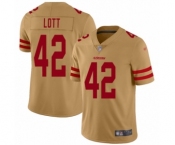 Women's San Francisco 49ers #42 Ronnie Lott Limited Gold Inverted Legend Football Jersey Women's San Francisco 49ers #42 Ronnie Lott Limited Gold Inverted Legend Football Jersey