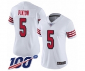 Women's San Francisco 49ers #5 Bradley Pinion Limited White Rush Vapor Untouchable 100th Season Football Jersey Women's San Francisco 49ers #5 Bradley Pinion Limited White Rush Vapor Untouchable 100th Season Football Jersey