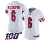 Women's San Francisco 49ers #6 Mitch Wishnowsky Limited White Rush Vapor Untouchable 100th Season Football Jersey Women's San Francisco 49ers #6 Mitch Wishnowsky Limited White Rush Vapor Untouchable 100th Season Football Jersey