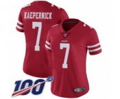 Women's San Francisco 49ers #7 Colin Kaepernick Red Team Color Vapor Untouchable Limited Player 100th Season Football Jersey Women's San Francisco 49ers #7 Colin Kaepernick Red Team Color Vapor Untouchable Limited Player 100th Season Football Jersey