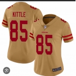 Women's San Francisco 49ers #85 George Kittle Gold Vapor Alternate Football Stitched Jersey