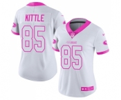 Women's San Francisco 49ers #85 George Kittle Limited White Pink Rush Fashion Football Jersey Women's San Francisco 49ers #85 George Kittle Limited White Pink Rush Fashion Football Jersey
