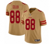 Women's San Francisco 49ers #88 Garrett Celek Limited Gold Inverted Legend Football Jersey Women's San Francisco 49ers #88 Garrett Celek Limited Gold Inverted Legend Football Jersey