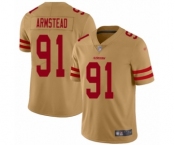 Women's San Francisco 49ers #91 Arik Armstead Limited Gold Inverted Legend Football Jersey Women's San Francisco 49ers #91 Arik Armstead Limited Gold Inverted Legend Football Jersey