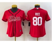 Youth San Francisco 49ers #80 Jerry Rice Red With Patch Cool Base Stitched Baseball Jersey