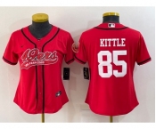 Youth San Francisco 49ers #85 George Kittle Red With Patch Cool Base Stitched Baseball Jersey