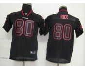 nike youth nfl jerseys san francisco 49ers #80 jerry rice black[lights out]