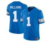 Men's Detroit Lions #1 Jameson Williams Blue 2025 F.U.S.E. Vapor Limited Football Stitched Jersey