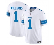 Men's Detroit Lions #1 Jameson Williams White 2025 F.U.S.E. Vapor Limited Football Stitched Jersey