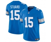Men's Detroit Lions #15 Grant Stuard Blue 2025 F.U.S.E. Vapor Limited Football Stitched Jersey
