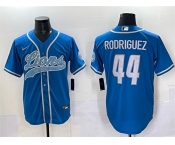 Men's Detroit Lions #44 Malcolm Rodriguez Blue Cool Base Stitched Baseball Jersey