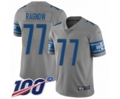 Men's Detroit Lions #77 Frank Ragnow Limited Gray Inverted Legend 100th Season Football Jersey