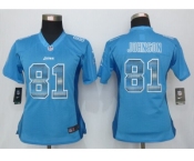 Women Nike Detroit Lions #81 Calvin Johnson Blue Strobe Jerseys