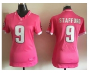 Women Nike Detroit Lions #9 Matthew Stafford Pink Jerseys