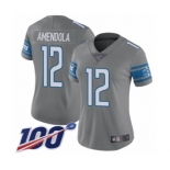 Women's Detroit Lions #12 Danny Amendola Limited Steel Rush Vapor Untouchable 100th Season Football Jersey