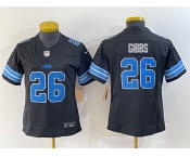 Women's Detroit Lions #26 Jahmyr Gibbs Black 2024 F.U.S.E. 2nd Alternate Vapor Limited Football Stitched Jersey
