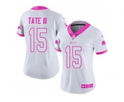 Women's Nike Detroit Lions #15 Golden Tate III White Pink Stitched NFL Limited Rush Fashion Jersey