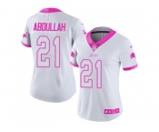 Women's Nike Detroit Lions #21 Ameer Abdullah White PinkStitched NFL Limited Rush Fashion Jersey